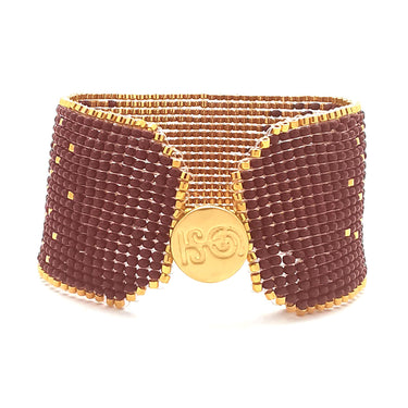 Brazalete Telar Dorado Grueso Difuminado Rojo